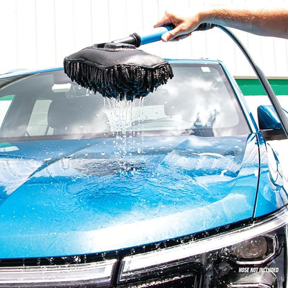 Unger 12.5” Hydropower Wash Mitt with Adjustable On/Off Water Control Valve for Car and Auto Cleaning, Absorbent Non-Scratch Microfiber Sleeve, Machine Washable, Compatible with Hose or Pole