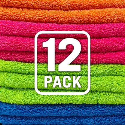 Better Boat 12 Pack Microfiber Cloth Kit, Lint-Free Cleaning Towels for Cars, Boats, and Home, Thick Large Microfiber Cleaning Cloths, Bulk Set