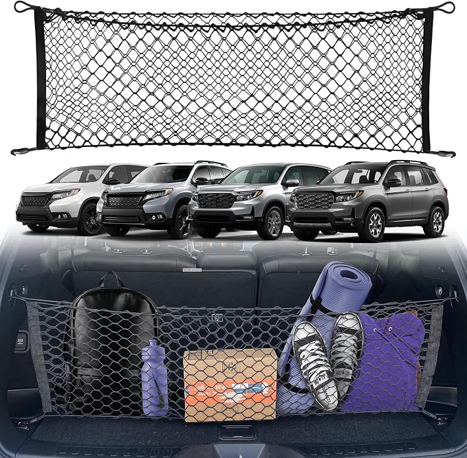 Envelope Style Automotive Elastic Trunk Mesh Cargo Net for Honda Passport EX L Elite 2019-2022- Premium Trunk Organizers and Storage - Luggage Net for SUV - Best Car Organizer Honda Passport