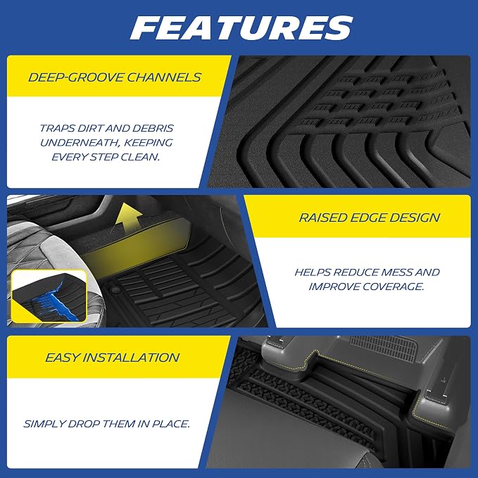 Michelin Vehicle Mats, All-Weather TPE Custom Fit Liner for 2024-2026 Toyota Tacoma Double Cab Auto Tran TRD/SR/SR5/Limited, Not Fit Hybrid or XtraCab, Elite