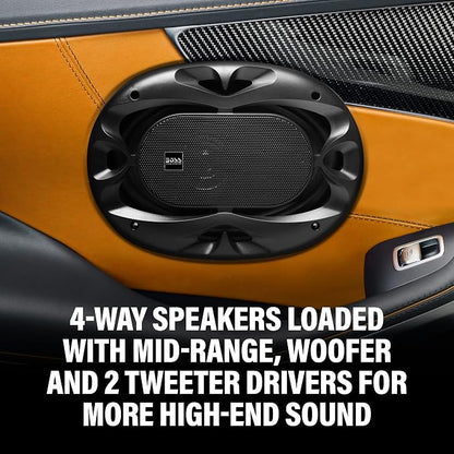 BOSS Audio Systems CH6940B Chaos Exxtreme Series 6 x 9 Inch Car Door Speakers - 500 Watts Max (per Pair), Coaxial, 4 Way, Full Range, 4 Ohms, Sold in Pairs, Bocinas para Carro