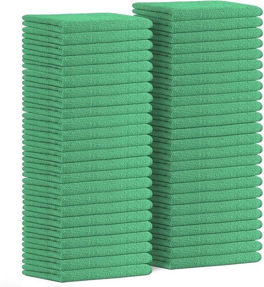 Avalon Towels Microfiber Cleaning Cloths (Value Pack of 48) - Size 16 x 16 Inches, Highly Absorbent Cleaning Rags, Lint Free, Reusable and Washable, Microfiber Towels for Cars