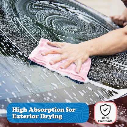 FIXSMITH Microfiber Cleaning Cloth, Shop Towels Bulk, 24 Pack Pink Microfiber Towels for Cars, All-Purpose Absorbent Cleaning Rags, Dust Cloth for Automotive, Mechanic, Garage, Bar, 12 x 11 inch