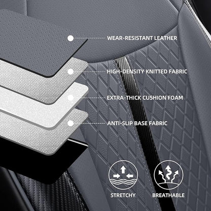 Custom Fit Sienna Seat Covers for 2021-2026 Toyota Sienna 7-Seat XLE XSE Woodland Limited Platinum [Ottoman Not Covered], Waterproof Faux Leather Full Set Airbag Compatible (Black+Grey)