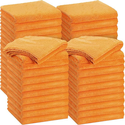 Shimeyao 30 Pcs 16 x 16 Inch Edgeless Microfiber Plush Towels for Cars Detailing Drying Wash Polishing Absorbent Cleaning Cloths, 500 GSM (Orange)