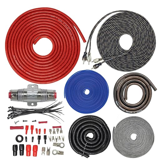 SoundBox 4 Gauge Amp Kit Amplifier Install Wiring & 2.5 Farad Digital Capacitor, 2300W Peak