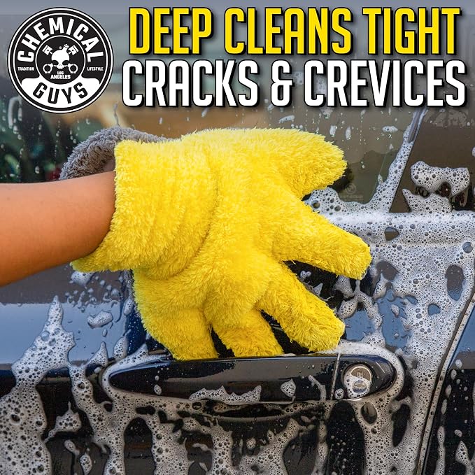 Chemical Guys MIC510 The Stranger Helpful Handy Car Wash Mitt - Yellow, Microfiber Towels for Detailing, Holds Tons of Soapy Suds, Flexible - Perfect for Car Cleaning (Pack of 12)