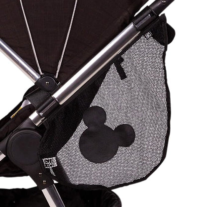 Disney Baby by J.L. Childress Side Sling Stroller Cargo Net - Stroller Organizer Attachment for Storage, Mesh Bag for Baby Accessories, Universal Fit - Mickey, Black