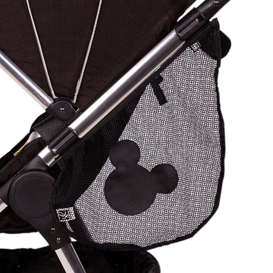 Disney Baby by J.L. Childress Side Sling Stroller Cargo Net - Stroller Organizer Attachment for Storage, Mesh Bag for Baby Accessories, Universal Fit - Mickey, Black