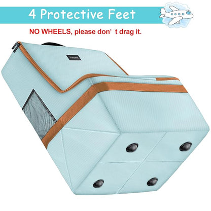 YOREPEK Padded Car Seat Travel Bag for Air Travel, Carseat Cover Backpack with Shoulder Straps, Large Carseat Gate Check Bag, Baby Travel Essential(Light Cyan)
