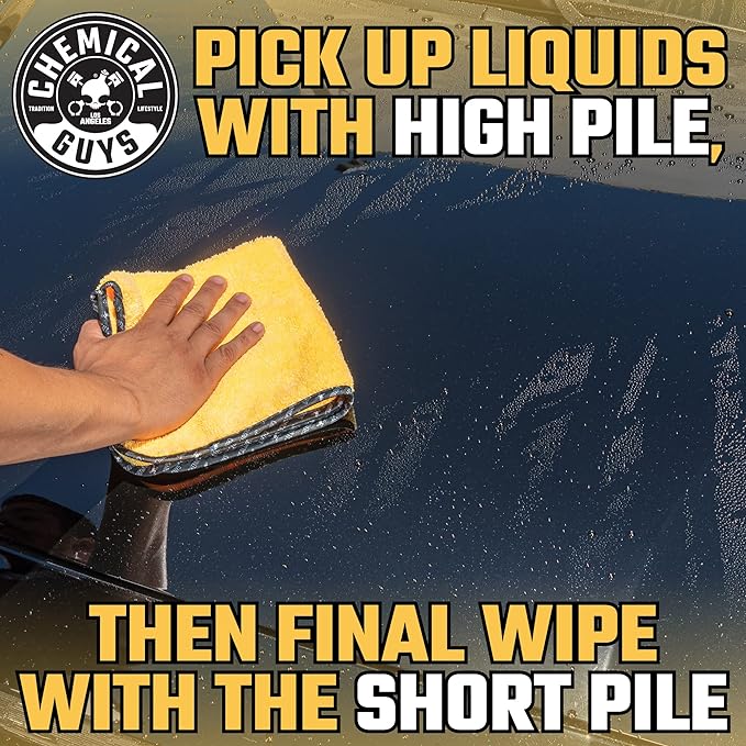 Chemical Guys Professional Grade Premium Microfiber Towels for Cars, Gold, 16" x 16", Ultra-Soft and Scratch-Free Car Detailing Cloths for Trucks, Motorcycles, and More - 3 Pack