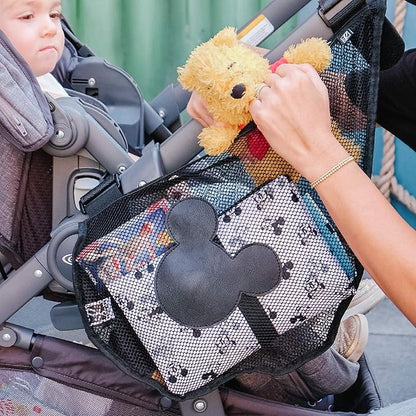 J.L. Childress Disney Baby Side Sling Stroller Cargo Net - Stroller Organizer Attachment for Storage,Mesh Bag for Baby Accessories,Universal Fit - Mickey,Black,(Pack of 12)