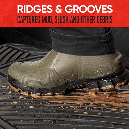 Motor Trend FlexTough All-Weather Rubber Car Floor Mats Set of 2 Front Liners - Heavy Duty Waterproof Automotive Floor Mats for Cars, Trucks & SUVs, Universal Trim-to-Fit, Interior Carpet Protection
