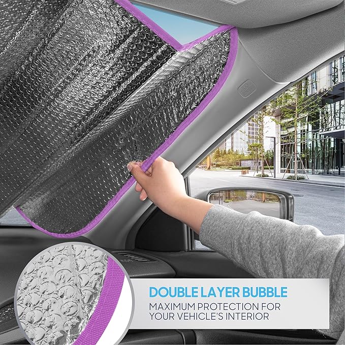 BDK Retro Wave Automotive Windshield Sunshades Accordion Folding Style - Windshield Sun Shade Auto Shade for Cars Trucks SUVs Vans Sun Visor Protector to Block UV Rays - Keeps Vehicle Cool 58' x 27'