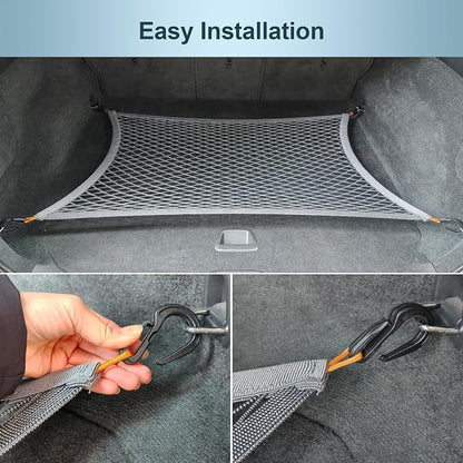 Elastic Cargo Net for SUV, Car Trunk Net Organizer with ABS Hook Storage Mesh Cargo Nets 27.5 x 19.6 Inch for Truck Bed Tailgate Netting Accessories Gray