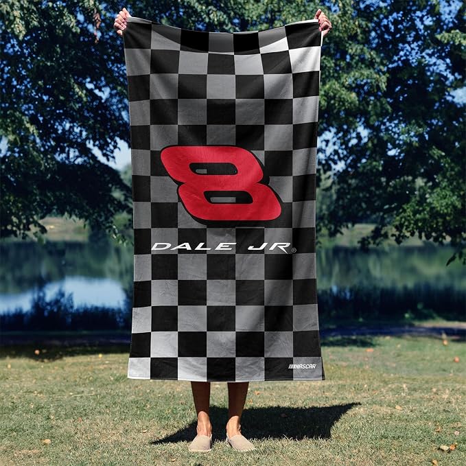 Northwest NASCAR Dale Earnhardt Jr. Graded Checks Beach Towel, Cotton Blend Lightweight Bath, Pool Swim Travel Fan Gear, 30 x 60 Inch