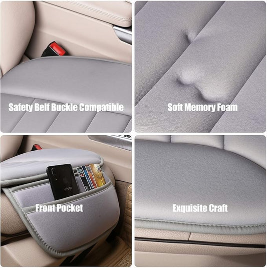 Lofty Aim Premium Car Seat Cushion, Driver Seat Cushion with Comfort Memory Foam & Non-Slip Rubber Bottom, Car Seat Pad Works with 95% of Vehicles and Office Chair or Home (Gray)