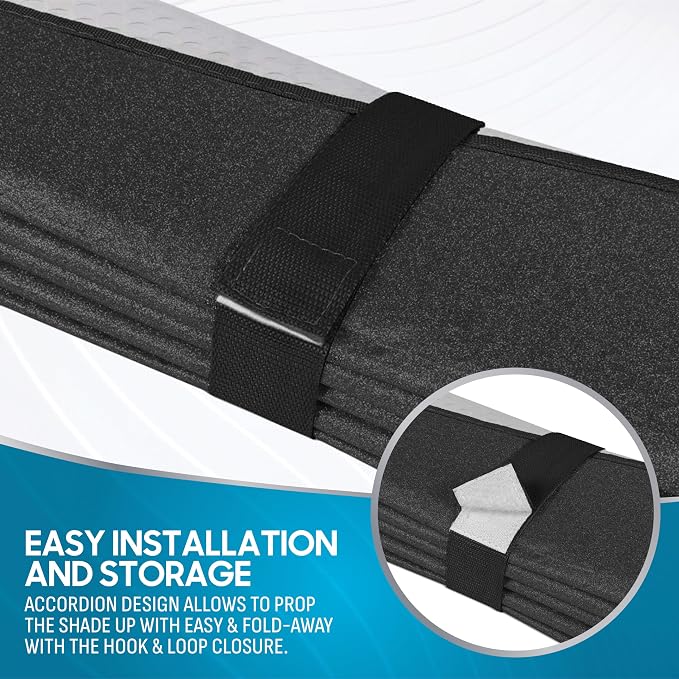 BDK-AS-2511 Front Windshield Shade-Accordion Folding Auto Sunshade for Car Truck SUV-Blocks UV Rays Sun Visor Protector-Keeps Your Vehicle Cool-57 x 27 Inch, Black Glitter