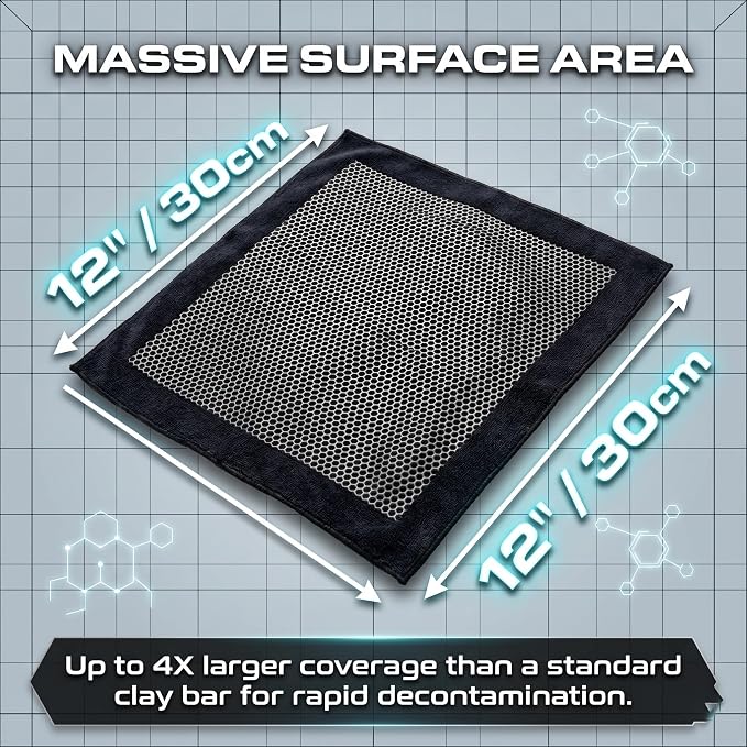 NADUSEP Clay Towel for Auto Detailing – Synthetic Clay Bar Towel 12” x 12” – Paint & Glass Decontamination Tool for Car Wash, Removes Contaminants for Cars, Trucks, SUVs