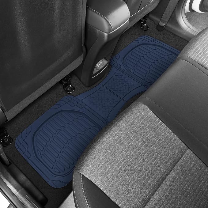 Motor Trend FlexTough Floor Mats for Cars, Blue Deep Dish All-Weather Car Mats, Waterproof Trim-to Fit Automotive Floor Mats for Cars Trucks SUV, Universal Floor Liner Car Accessories