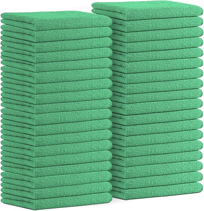 Avalon Towels Microfiber Cleaning Cloths (Value Pack of 36) - Size 16 x 16 Inches, Highly Absorbent Cleaning Rags, Lint Free, Reusable and Washable, Microfiber Towels for Cars