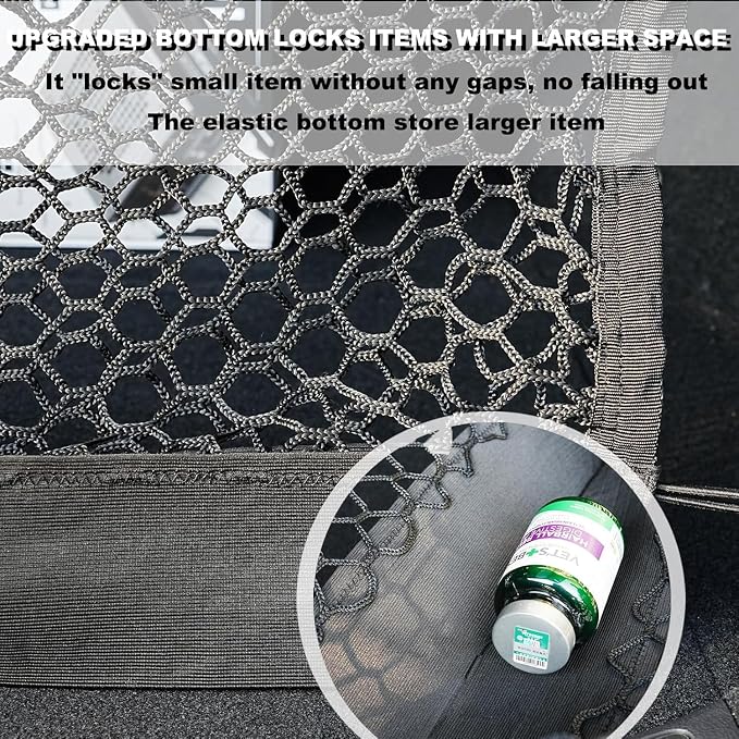 Envelope Style Cargo Net Compatible with Toyota Tundra New Upgraded 2026, 2025 2024 2023 2022 2021 2020 2019 2018 2017 2016 2015 2014-2007 Trunk Car Rear Tailgate Touring Netting
