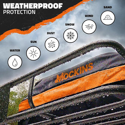 Mockins 50"x36"x4.5" Extendable Car & SUV Rooftop Cargo Carrier 250Lbs Cap | Heavy Duty Roof Rack Basket | Car Topper Luggage Carrier Waterproof & All-Weather Steel Set with Ratchet Straps & Cargo Net