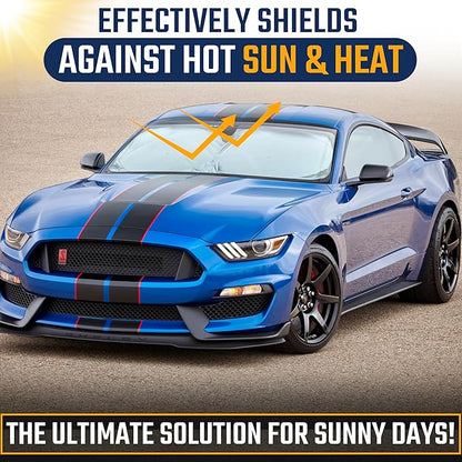 Econour 2026 Upgraded Car Windshield Sun Shade with Innovative No Light Pass High Coverage Technology, Foldable Window Sunshade for Car, Interior Cooling Accessory