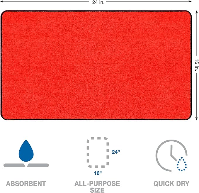 Detailer's Preference Dual Pile 400 GSM Microfiber Towels with Black Trim, All-Purpose Terry Weave Cleaning Cloths for Auto, Home, Boat, Scratch-Free & Reusable, 16x24 Inches, 12-Pack
