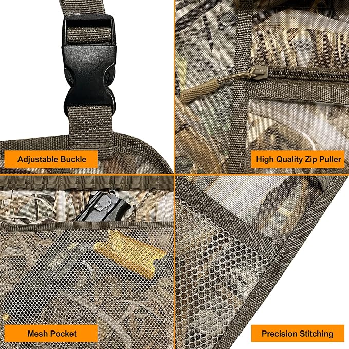 MYDAYS 2 Pack Seat Back Gun Rack, Camo Front Seat Gun Organizer with Bullet Pocket Vehicle Gun Holder for Hunting Rifles/Shotguns
