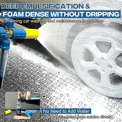 FIXFANS Pressure Washer Gun with Mini Foam Cannon, Dual Connector Accessory, Car Wash Foam Gun Kit - No-Dilution Foam Cannon Pro 100ML, 5 Power Washer Nozzle Tips & M22 Adapter, 1/4" Quick Connect
