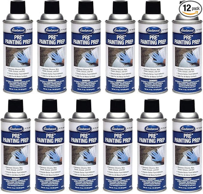 Eastwood Silicone Surface Preparation Wax Polish Grease Dirt Remover | Automotive Painting Pre-Prep Spray Solution | Easy to Use Spray On Application | 12 Pack