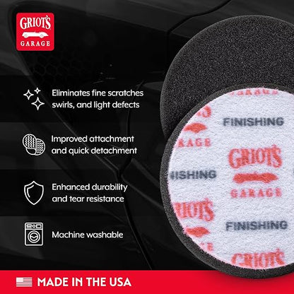 Griot's Garage 3" Black Foam Finishing Pads for Car Polishing and Detailing, Buffing Pads for Paint Correction and Sealant Application, 11274, Set of 3