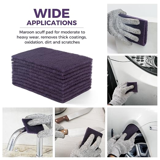 S SATC 6" x 9" Purple General Purpose Scuff Pads,10 Pack Paint Primer Prep Adhesion Scratch Automotive Pads for Scuffing,Scouring,Sanding