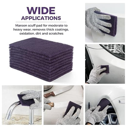 S SATC 6" x 9" Purple General Purpose Scuff Pads,10 Pack Paint Primer Prep Adhesion Scratch Automotive Pads for Scuffing,Scouring,Sanding