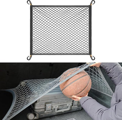 Cargo Net for SUV Trunk, Heavy Duty 3000D Polyester + 2240D Spandex Bungee Net, 31.5"x23.6" Elastic Storage Mesh, Cargo Organizer Net for Car Minivan Jeep Pickup SUV, Gray