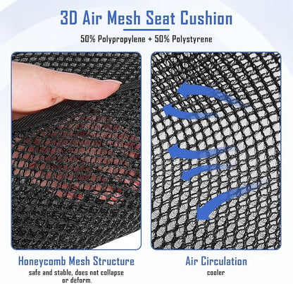 3D Air Mesh Summer Cool Seat Cushion Pad Set, Split-Type, Black | Ventilated Cooling Seat Cushion Pad Cover for Car Seat, Home Office Chairs, Wheelchairs