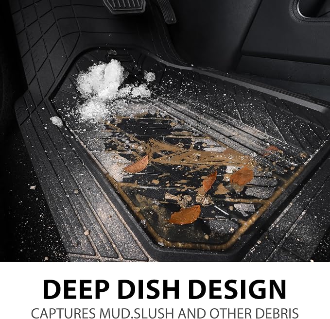 CAR PASS Heavy Rubber Car Floor Mats, Deep Waterproof Car Mats All Weather, Universal Trim-to Fit Automotive Floor Mats for Car SUV Truck Van, Durable Floor Liners Solid Black