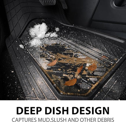 CAR PASS Heavy Rubber Car Floor Mats, Deep Waterproof Car Mats All Weather, Universal Trim-to Fit Automotive Floor Mats for Car SUV Truck Van, Durable Floor Liners Solid Black