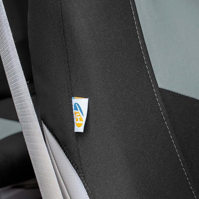 Universal Fit Chevron Flat Cloth Car Seat Covers Full Set - Gray