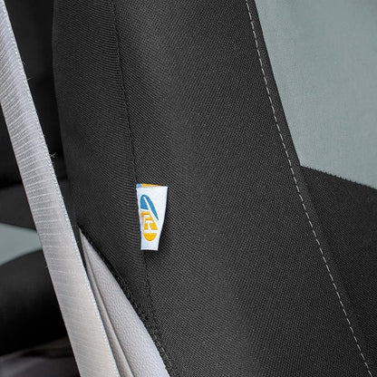 Universal Fit Chevron Flat Cloth Car Seat Covers Full Set - Gray