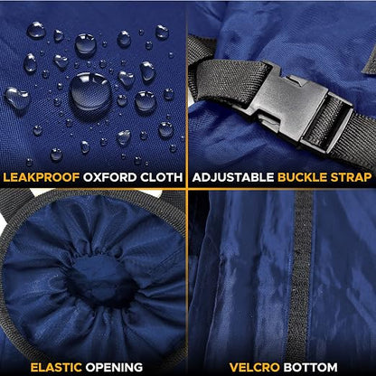 EcoNour 2 Pack Blue Car Trash Bag | Washable Back Seat Hanging Bag with Elastic Opening & Easy Mount | Garbage Can with Waterproof Oxford Material | Accessories for Camping, Traveling & Outdoor