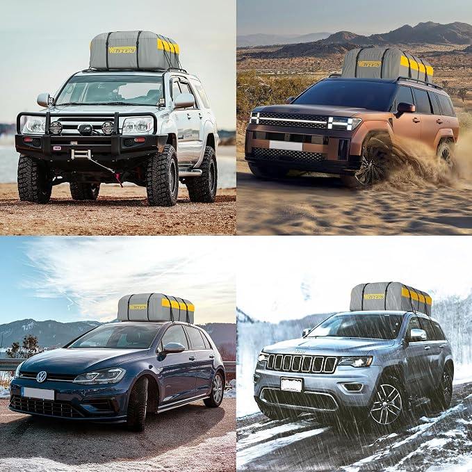 Car Roof Bag Rooftop Cargo Carrier, 21 Cubic Feet Waterproof Roof Luggage Cargo Carrier Bag with Anti-Slip Mat for All Cars Vehicles SUV with/Without Rack (with 2PCS 4M Ratchet Straps)
