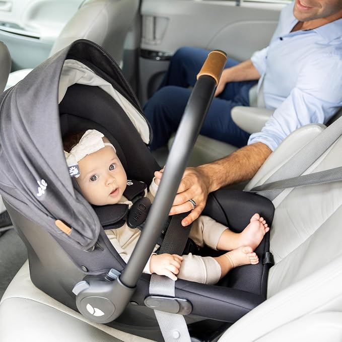 Joie Baby, Mint Latch Baseless Infant Car Seat – Lightweight, Built-in Rigid Lower Anchor Attachments and Side-Impact Protection – No Base Installation Required, Travel-Friendly Design (Shale Dark)