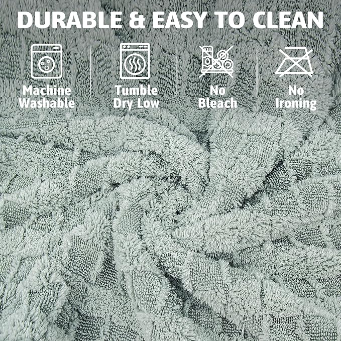 Greenfound 1000GSM Car Drying Towel 18"x24", Edgeless Double Twist Pile, Ultra Absorbent Microfiber Towel, Scratch-Free Lint-Free Streak-Free for Auto Detailing & Car Wash – Check Silver&Grey