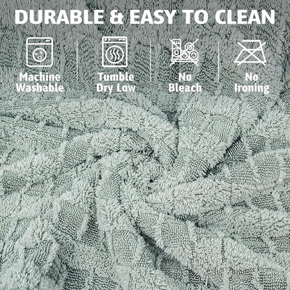 Greenfound 1000GSM Car Drying Towel 18"x24", Edgeless Double Twist Pile, Ultra Absorbent Microfiber Towel, Scratch-Free Lint-Free Streak-Free for Auto Detailing & Car Wash – Check Silver&Grey