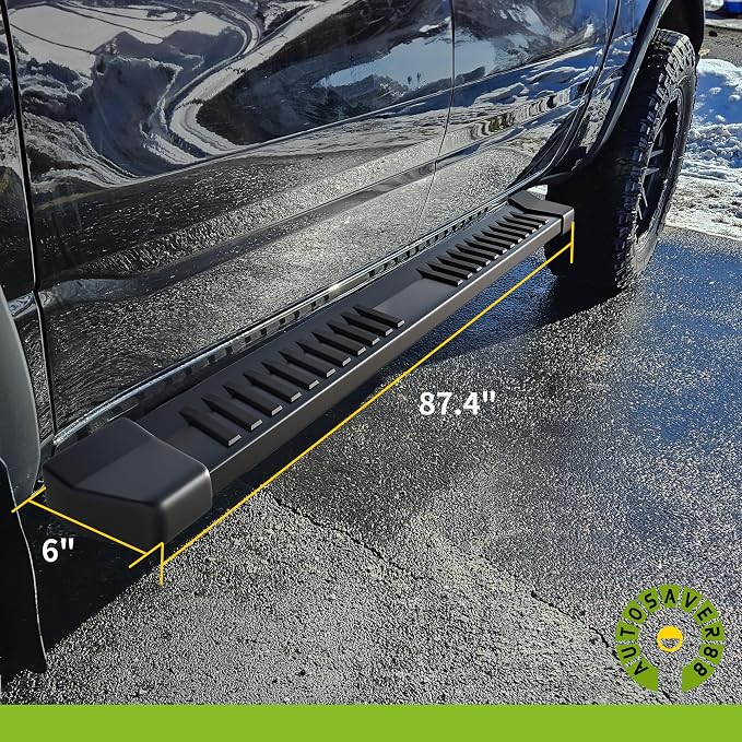 AUTOSAVER88 6 Inches Running Boards Crew Cab Compatible with 2019-2026 Chevy Silverado/GMC Sierra 1500 & 2020-2026 Silverado/Sierra 2500HD 3500HD, Step Pad Design, Stainless Steel Side Steps Nerf Bar