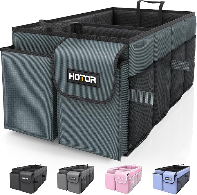 HOTOR Trunk Organizer for Car - Car Organizer, Foldable Trunk organizer for SUVs & Sedans, Sturdy Organization for Car Accessories, Tools, Sundries, Deep Teal, 2 Compartments, 21.3"×12.6"×10.6"