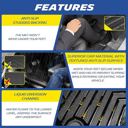 Michelin Vehicle Mat, All-Weather TPE Custom Fit Liner for Tesla Model Y 5 Seat Floor Mats 2025-2027 (7 Piece), Premier
