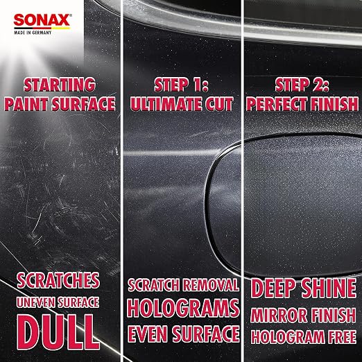 SONAX Ultimate Cut | Strong Abrasive Compound | Removes p1000 or Finer | Water Based Polish/Compound | Step 1 Compound | Removes Deep Scratches | Removes Sand Scratches | 250ml | 239141